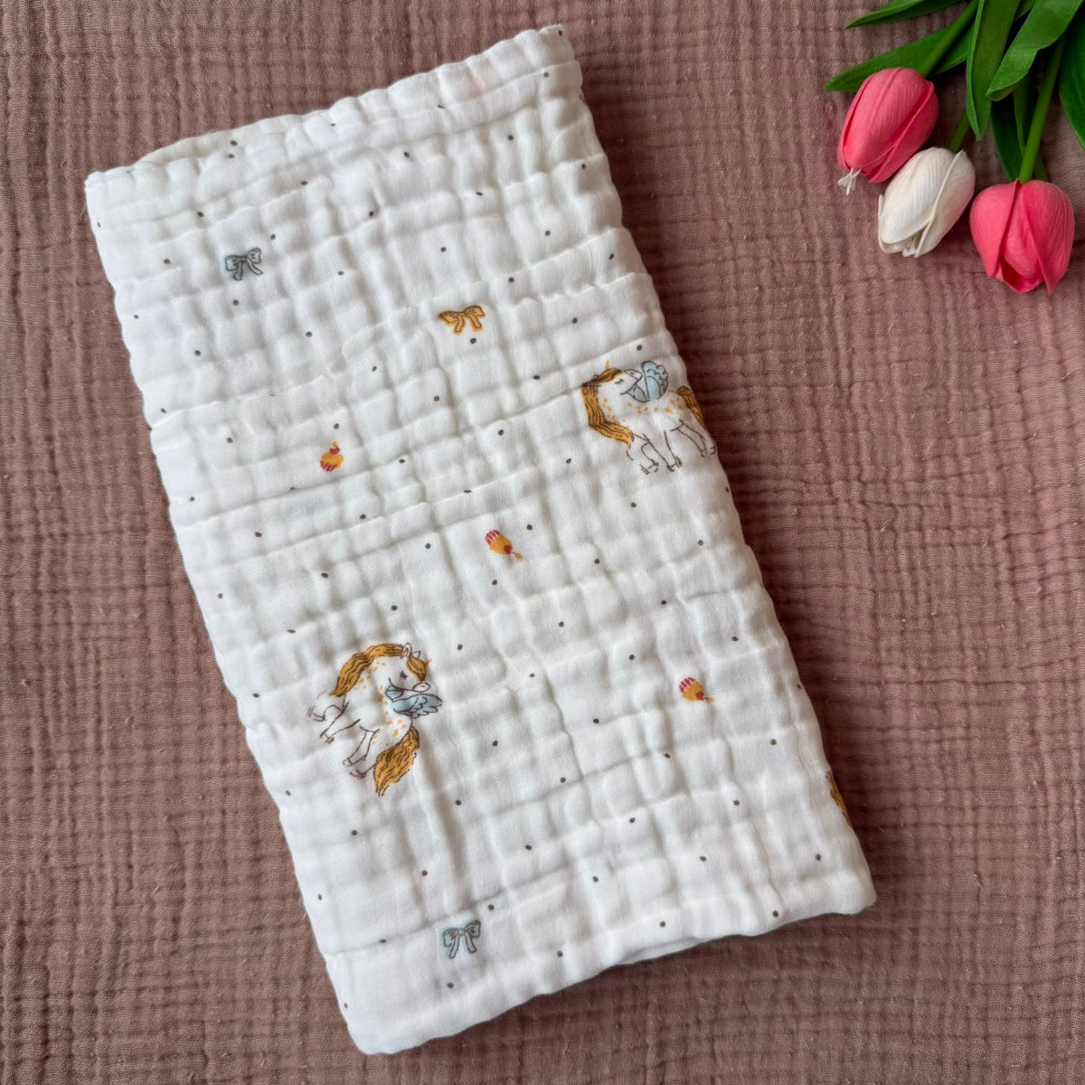 Muslin 6 Layer Bath Towels - Yellow Dino