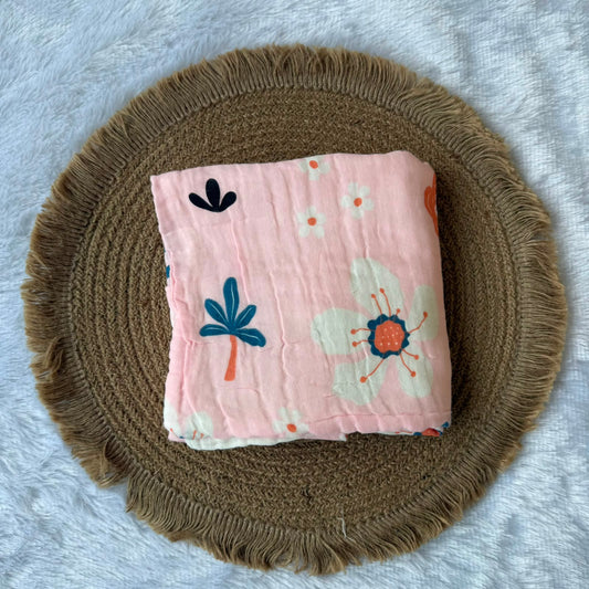 Muslin 6 Layer Bath Towels - Pink Teddy