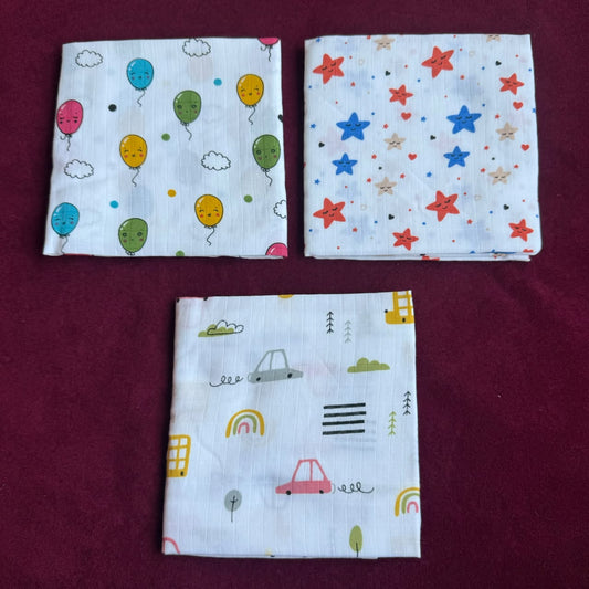 Assorted Muslin Small Baby Bath towel Combo (3pcs)