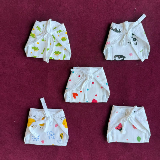 Premium Muslin Baby Nappy Combo (5 pcs) (Assorted)