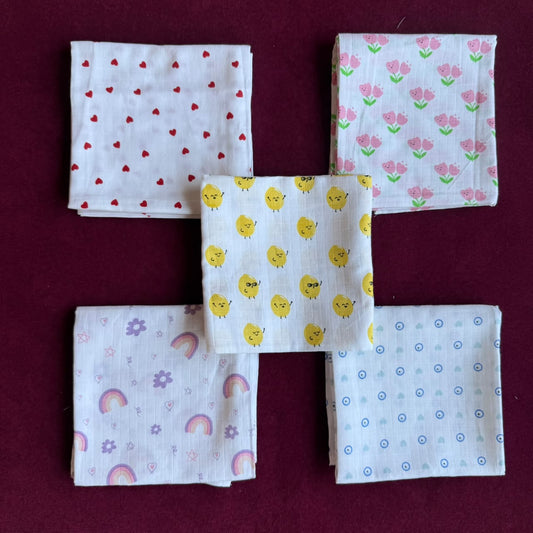Muslin Small Baby Bath towel Combo (5pcs)