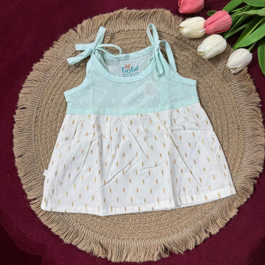 Ethnic Baby Knot Frock - Pastel Blue