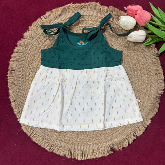 Ethnic Baby Knot Frock - Bottle Green