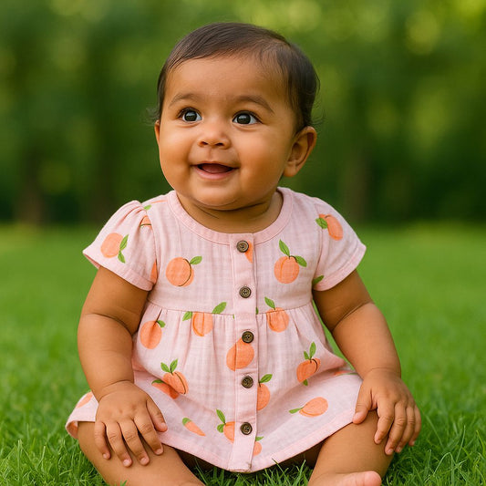 Front Open Frock - Pink Cherry