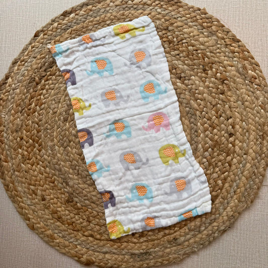 Baby Burp Cloth - 6 layer Muslin - Elephant