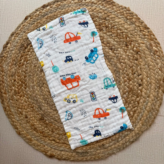 Baby Burp Cloth - 6 layer Muslin - Cars