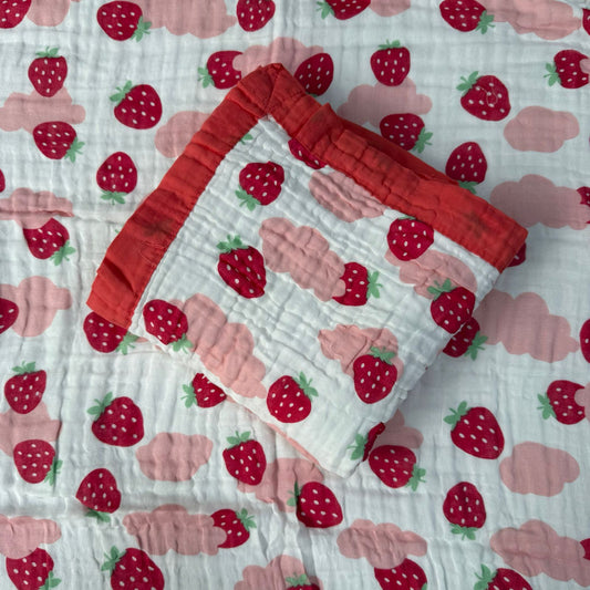 Muslin Blanket 6 Layer - Strawberry