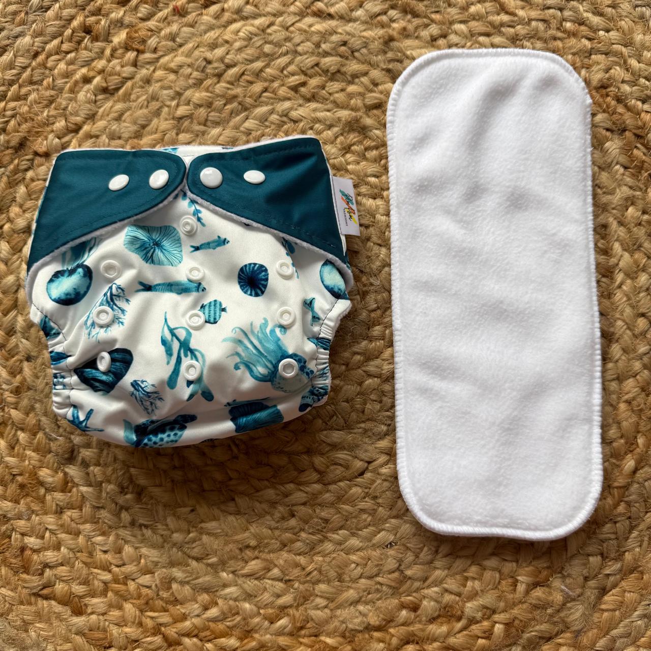 OneFit Free Size Cloth Diapers - Blue sea animals
