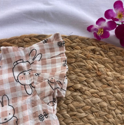 Girls Cotton Co-ords Shorts Set - Brown Bunny