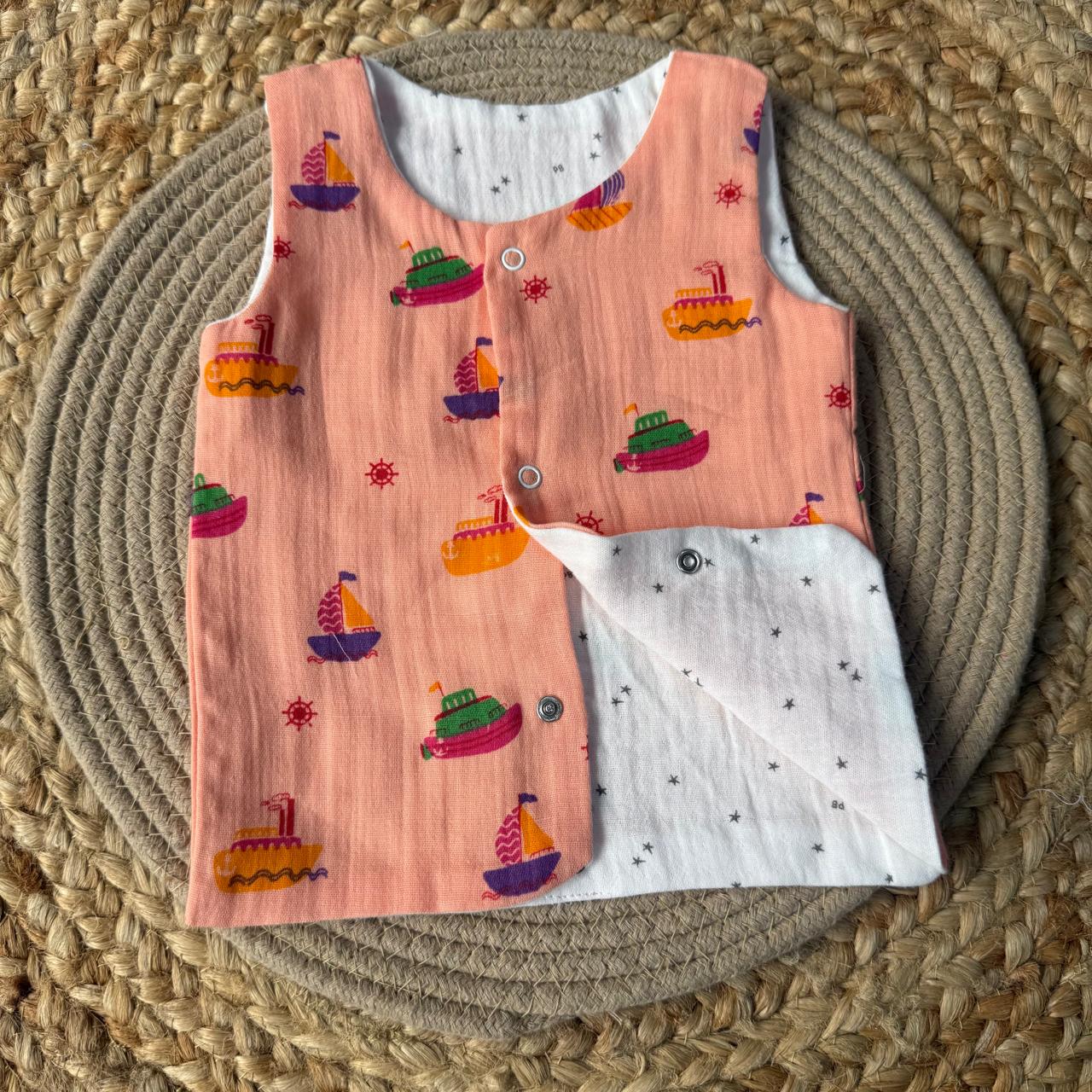 Reversable Muslin Baby Jabla - Orange & White
