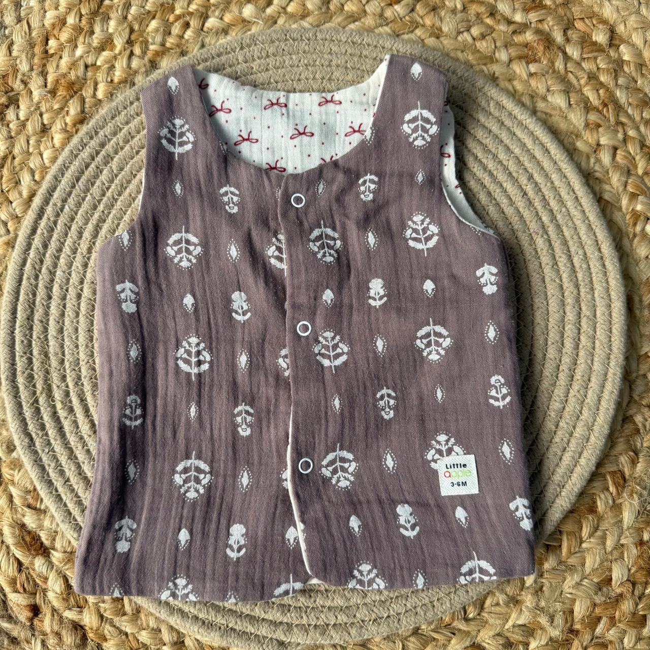 Reversable Muslin Baby Jabla - Purple & flowers