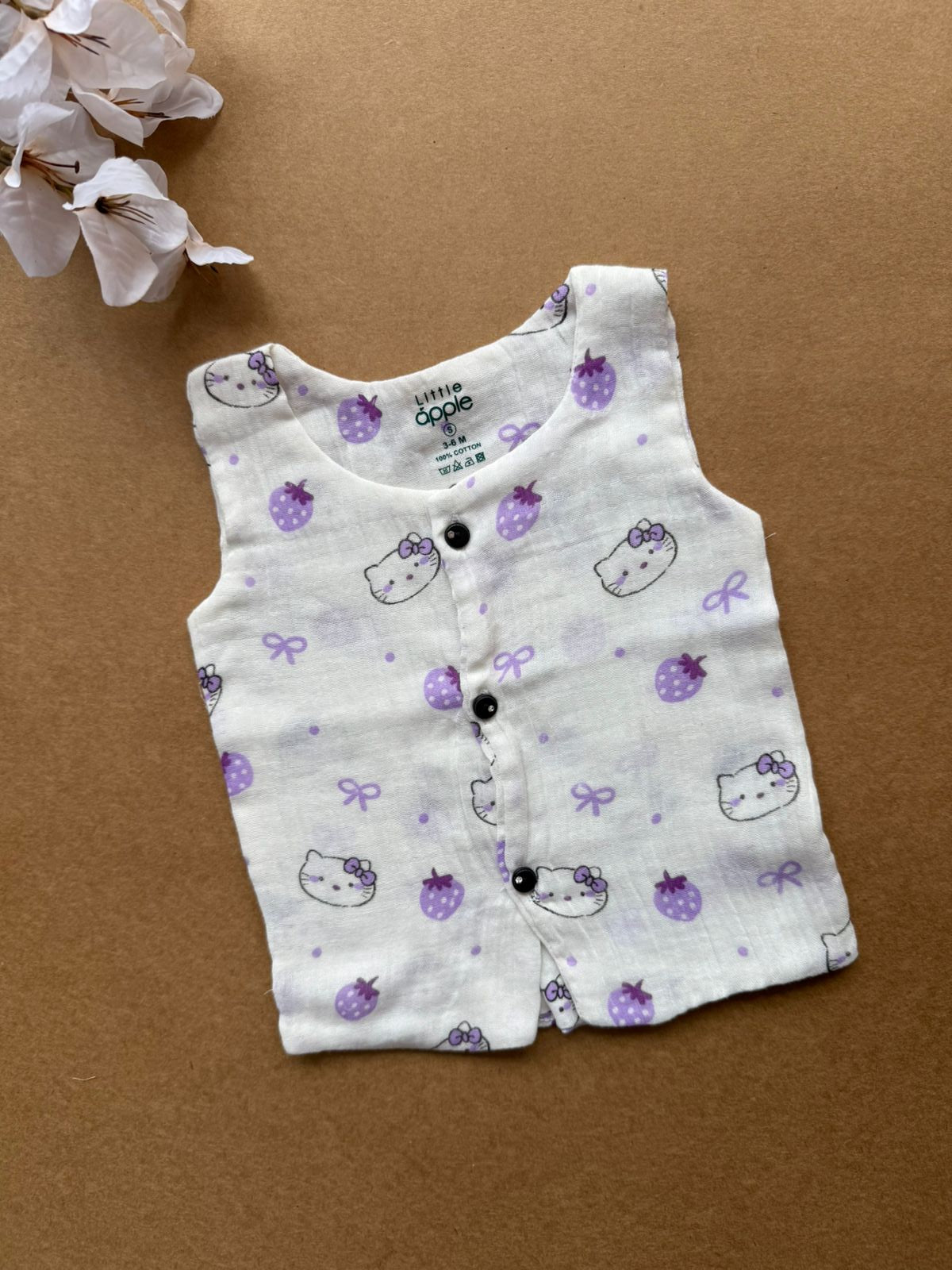 Double Layer Muslin Baby Jabla - Purple Kitty