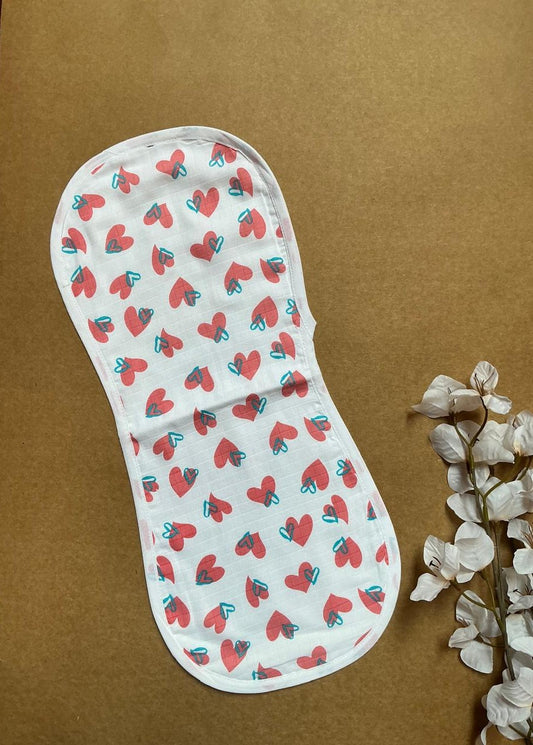Baby Burp Cloth - 6 layer Muslin - Hearts