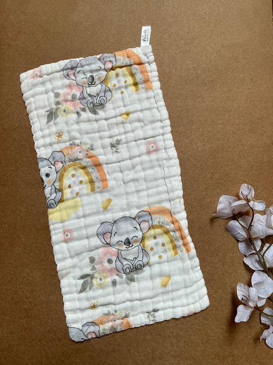 Baby Burp Cloth - 6 layer Muslin - Rainbow with Grey