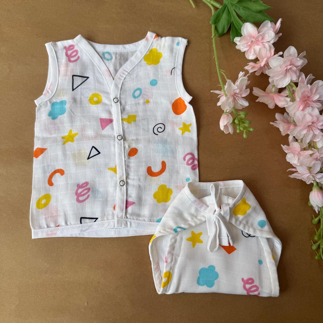 Premium Muslin Baby Jabla & Nappy Matching Sets (10 pcs) - Combo 1