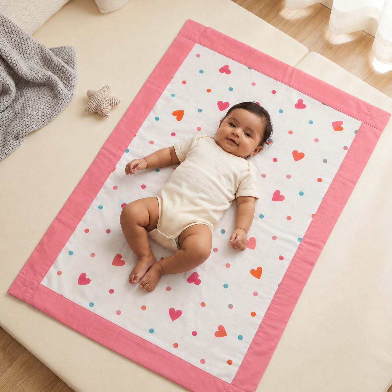 Muslin Receiving Towel or Holding Sheet - Hearts