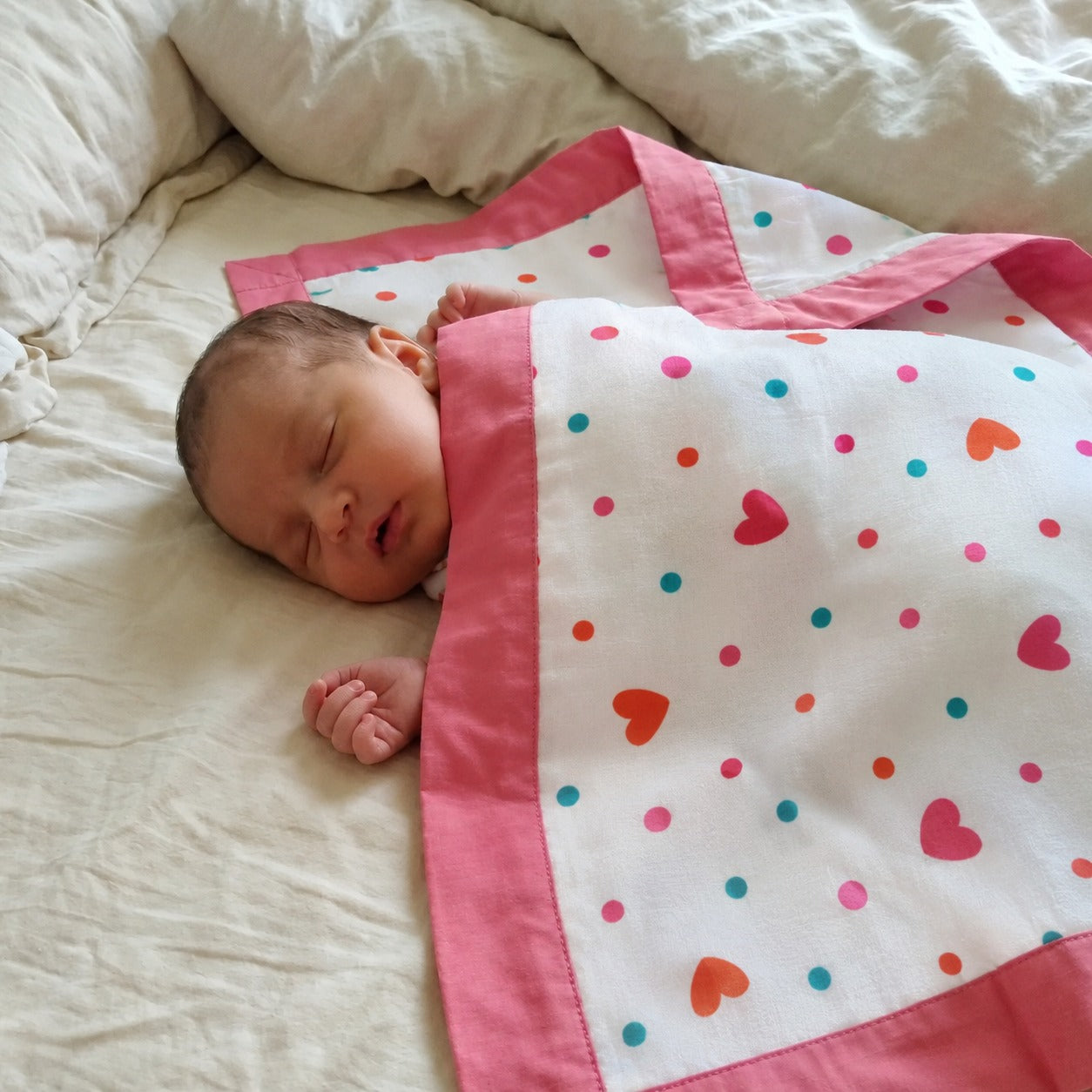 Muslin Receiving Towel or Holding Sheet - Hearts