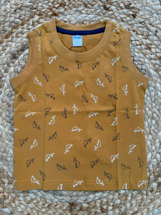 Baby Boy Vest - Mustard Dolphin