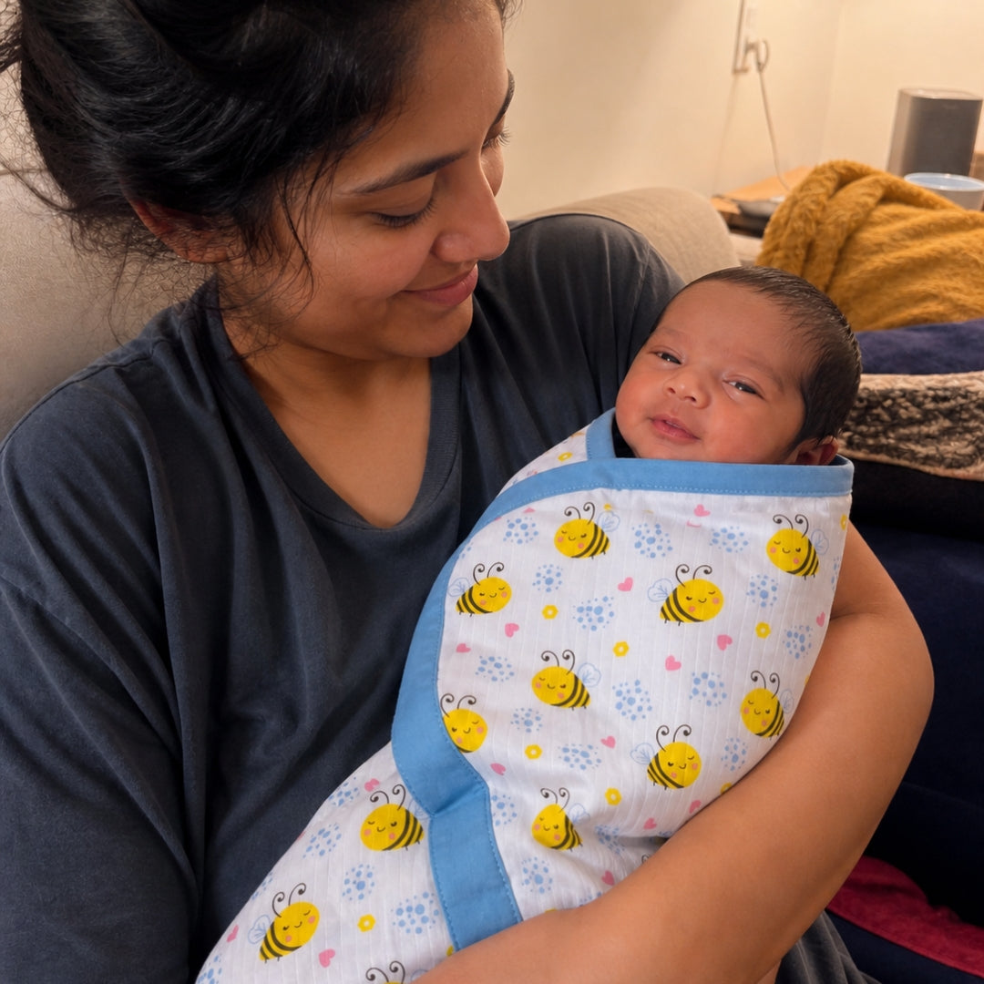 Muslin Receiving Towel or Holding Sheet - Honeybee Love