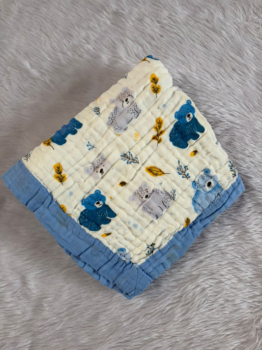 Muslin Blanket 6 Layer - Blue Bears