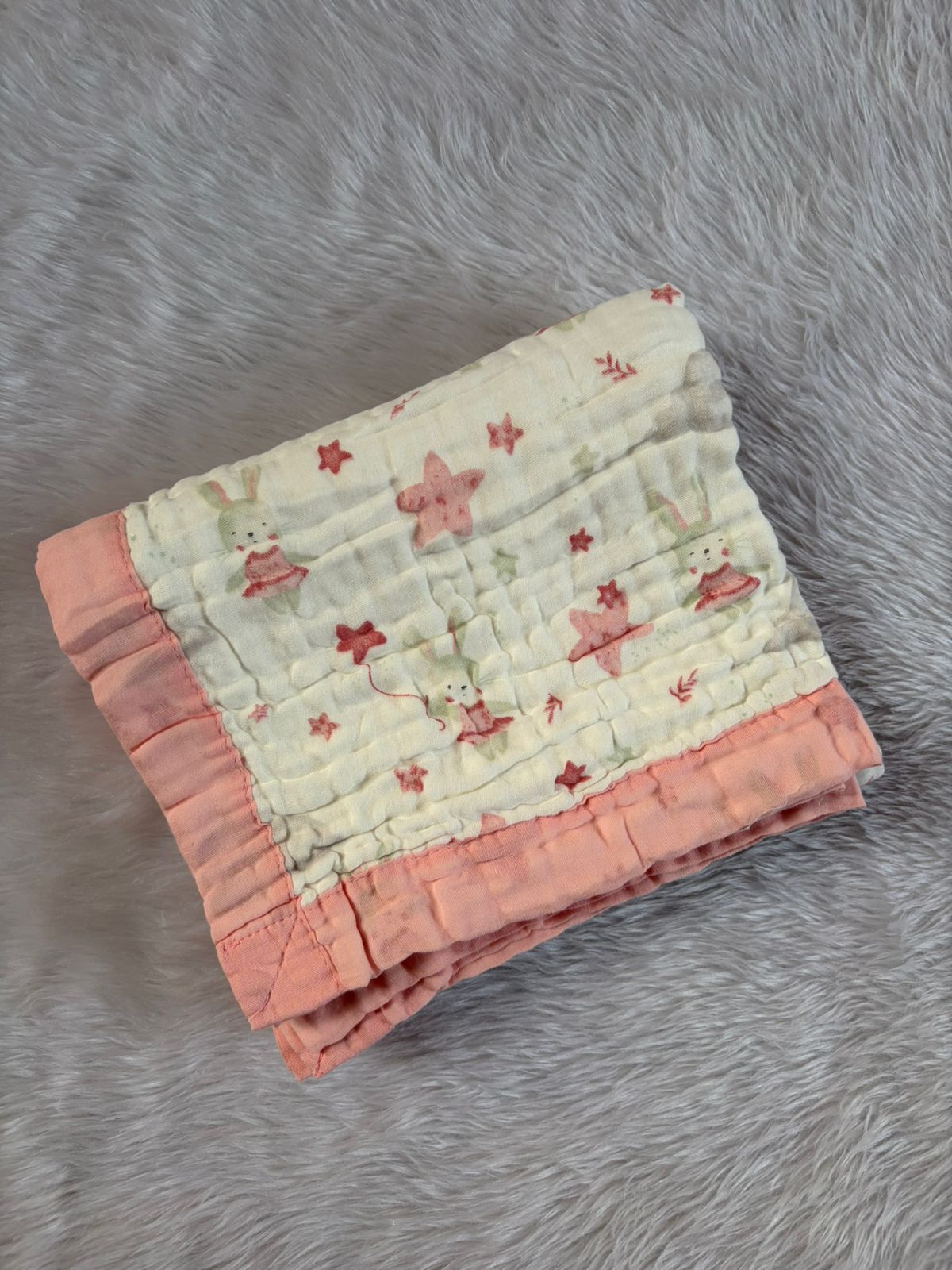 Muslin Blanket 6 Layer - Bunny Star