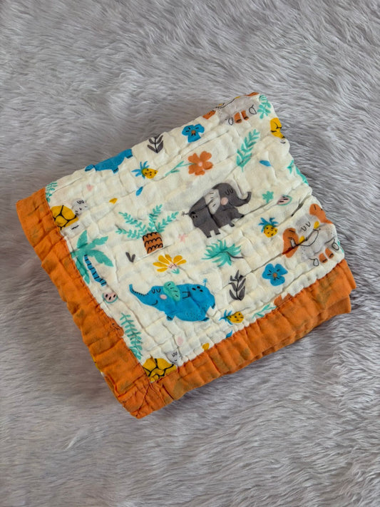 Muslin Blanket 6 Layer - Elephant