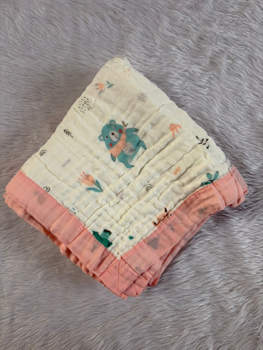 Muslin Blanket 6 Layer - Green Rat