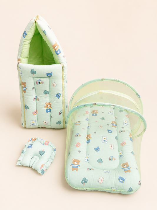 Muslin Baby Carry Bed Combo - Teddy