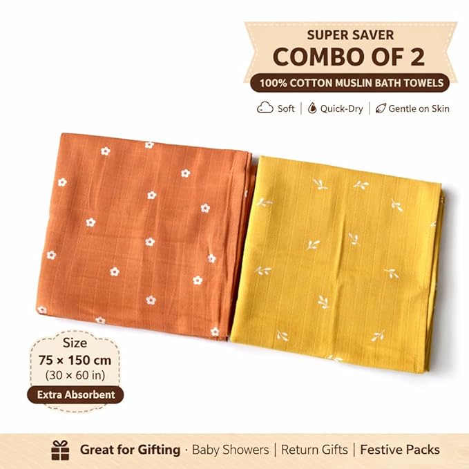 Muslin Bath Towels - Combo 2