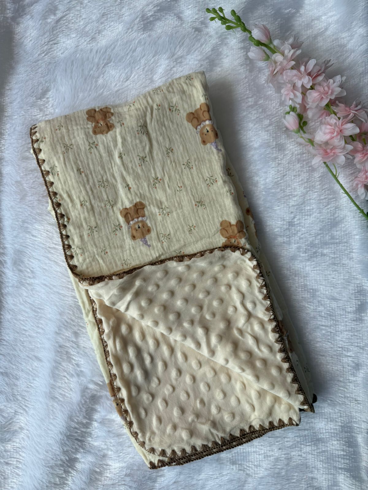 Muslin Bubble Blanket -  Cap Teddy
