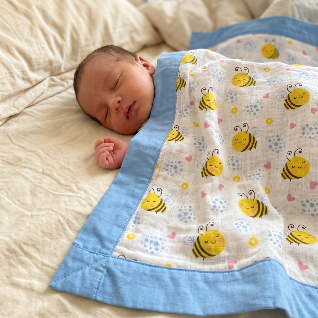 Muslin Receiving Towel or Holding Sheet - Honeybee Love