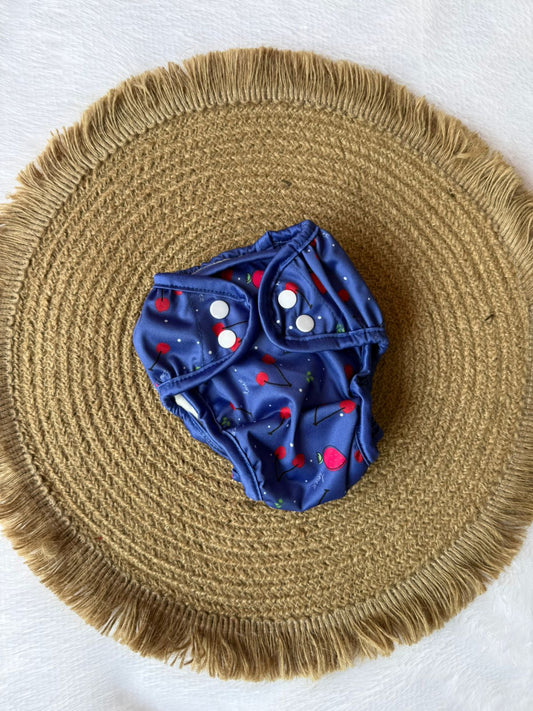 New Born Cloth Diapers - Blue Red Cherry