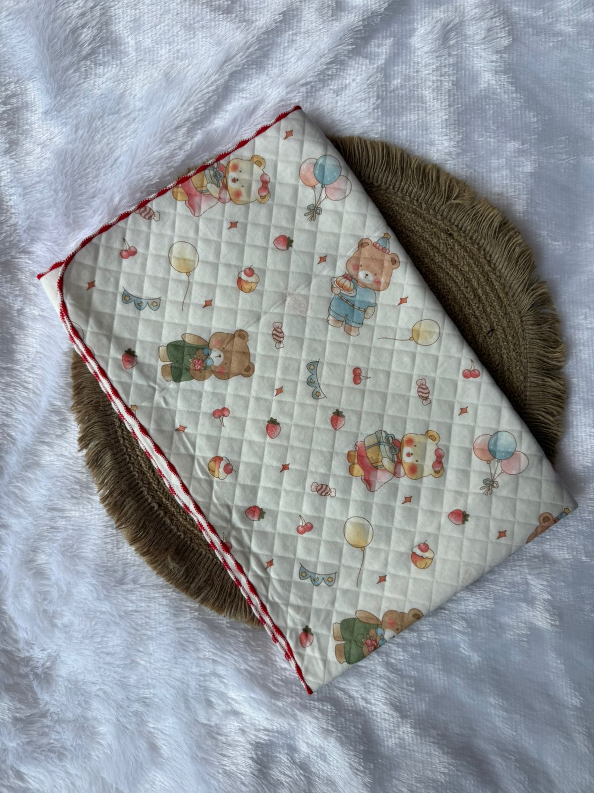 Premium Swaddle/ Wrapper/ Receiving Blanket - Teddy Bear