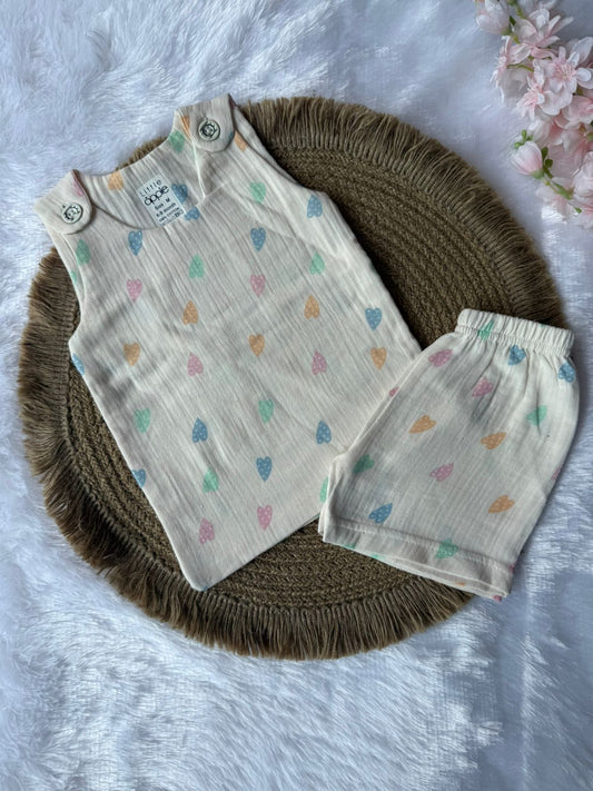 Unisex Muslin Set - Colour Hearts